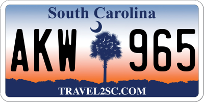 SC license plate AKW965