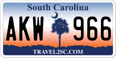 SC license plate AKW966