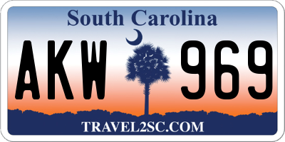 SC license plate AKW969