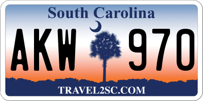 SC license plate AKW970