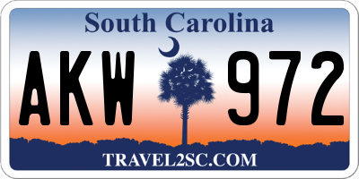 SC license plate AKW972