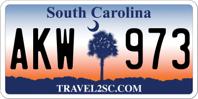SC license plate AKW973