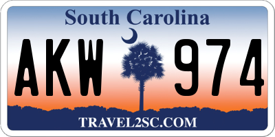 SC license plate AKW974