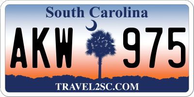 SC license plate AKW975