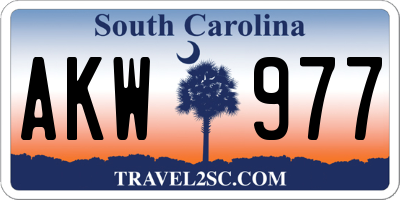 SC license plate AKW977