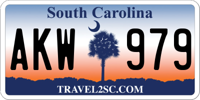 SC license plate AKW979