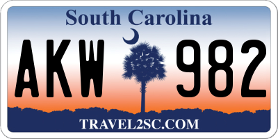 SC license plate AKW982