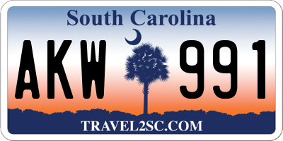 SC license plate AKW991