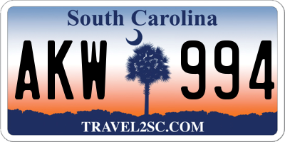 SC license plate AKW994