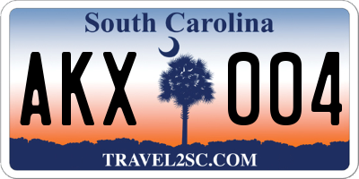 SC license plate AKX004