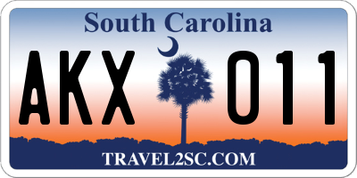 SC license plate AKX011