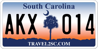 SC license plate AKX014