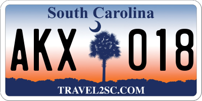SC license plate AKX018
