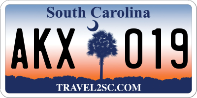 SC license plate AKX019