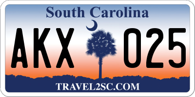 SC license plate AKX025