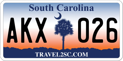 SC license plate AKX026