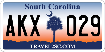 SC license plate AKX029