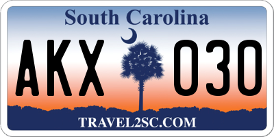 SC license plate AKX030