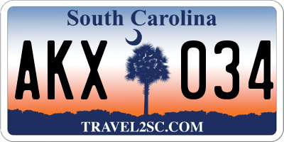 SC license plate AKX034
