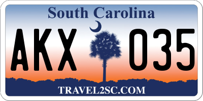 SC license plate AKX035