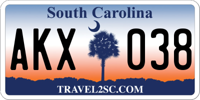 SC license plate AKX038