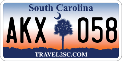 SC license plate AKX058