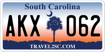 SC license plate AKX062