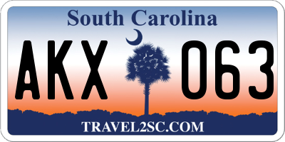 SC license plate AKX063