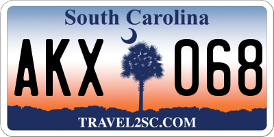 SC license plate AKX068
