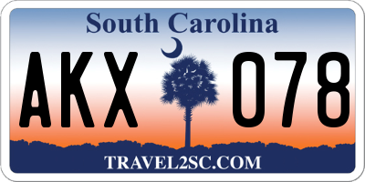 SC license plate AKX078