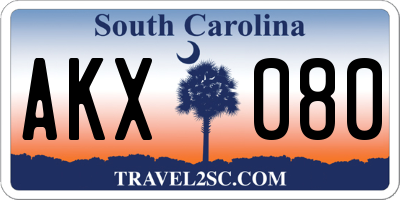 SC license plate AKX080
