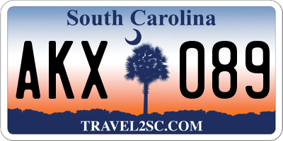 SC license plate AKX089