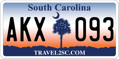 SC license plate AKX093
