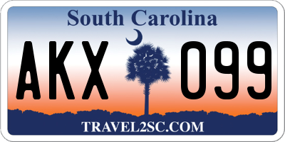 SC license plate AKX099