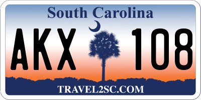 SC license plate AKX108