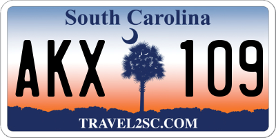SC license plate AKX109