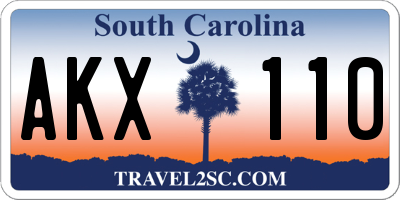 SC license plate AKX110