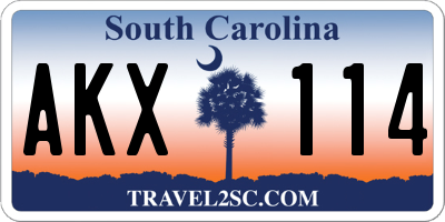 SC license plate AKX114