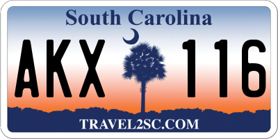 SC license plate AKX116