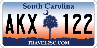 SC license plate AKX122