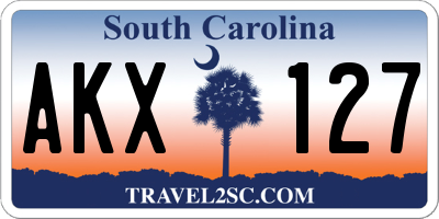 SC license plate AKX127