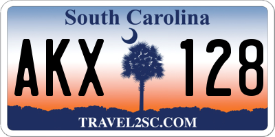 SC license plate AKX128