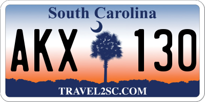 SC license plate AKX130