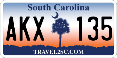 SC license plate AKX135
