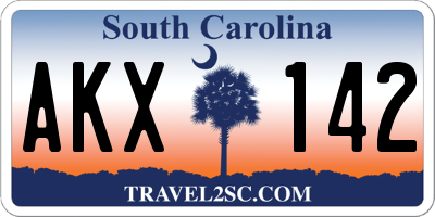 SC license plate AKX142