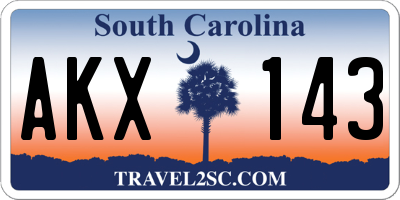 SC license plate AKX143