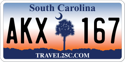 SC license plate AKX167