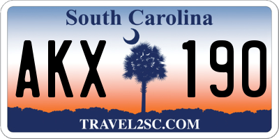 SC license plate AKX190