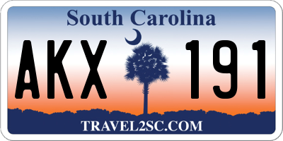 SC license plate AKX191