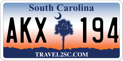 SC license plate AKX194